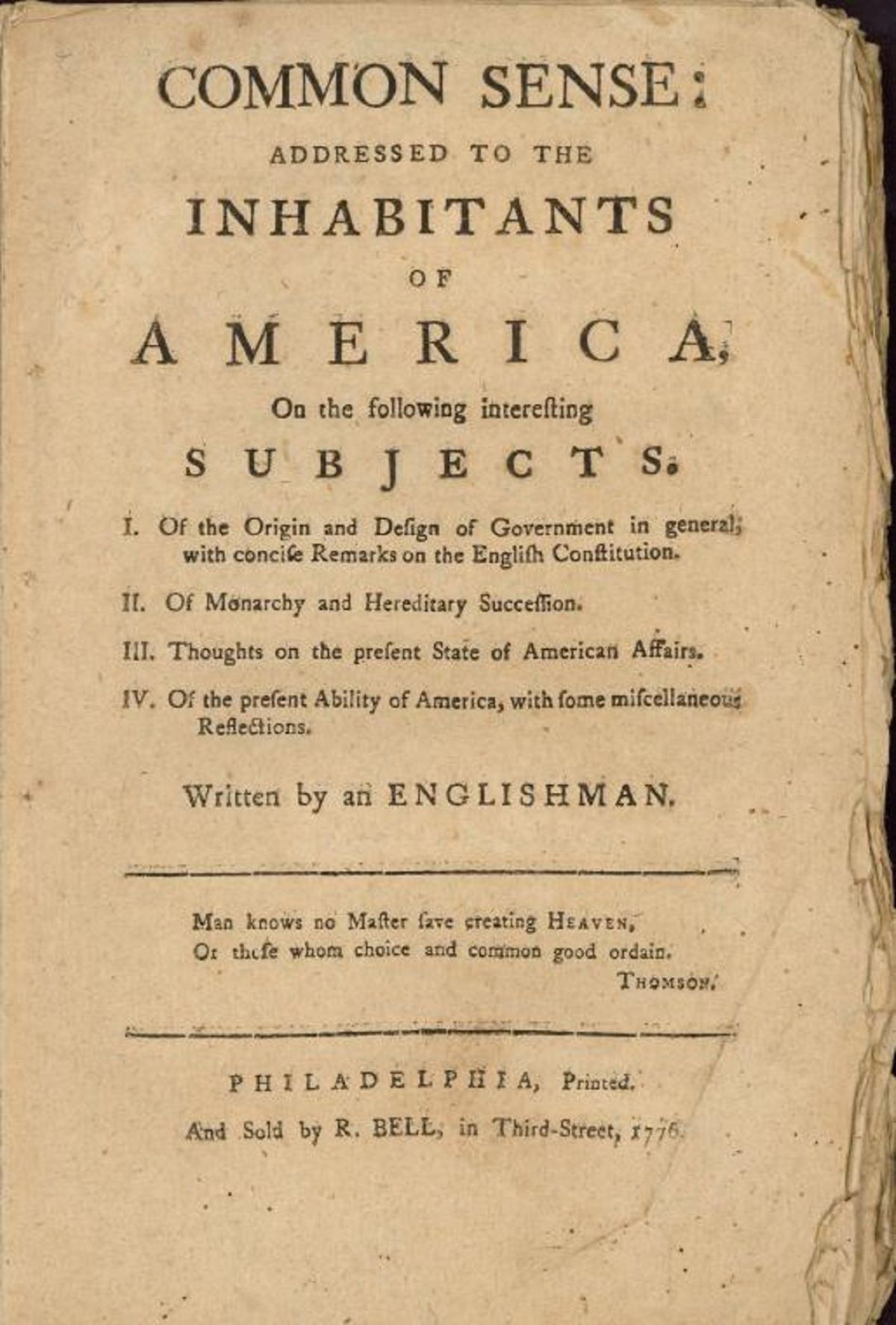 Common Sense with Thomas Paine | Online Library of Liberty