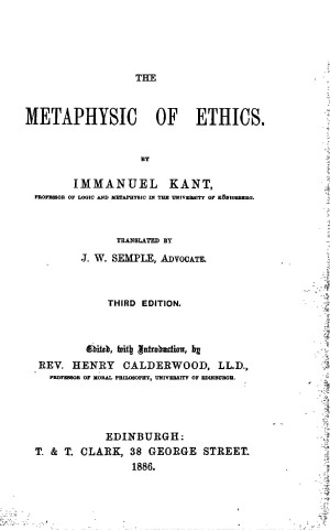 The Metaphysics Of Ethics Online Library Of Liberty