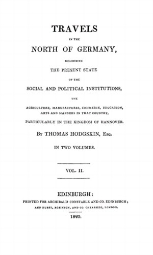 Travels In The North Of Germany Vol 2 Online Library Of Liberty