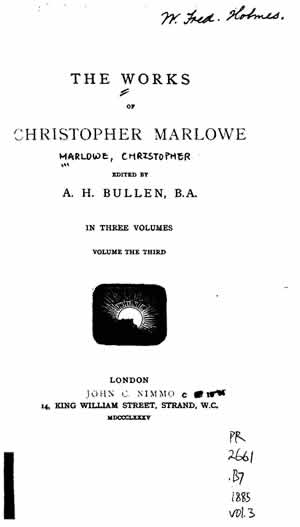 The Works of Christopher Marlowe, vol. 3 (Poems) | Online Library of ...