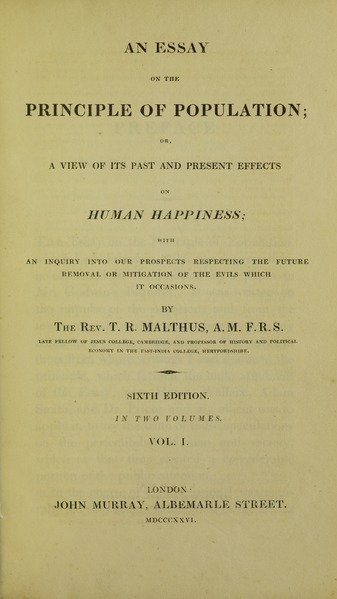 An Essay on the Principle of Population, vol. 2 [1826, 6th