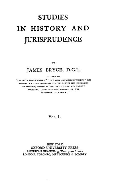 Studies in History and Jurisprudence, vol. 1