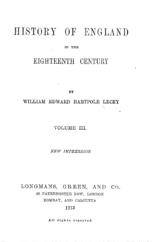 dom Onset gispende A History of England in the Eighteenth Century, vol. III | Online Library  of Liberty