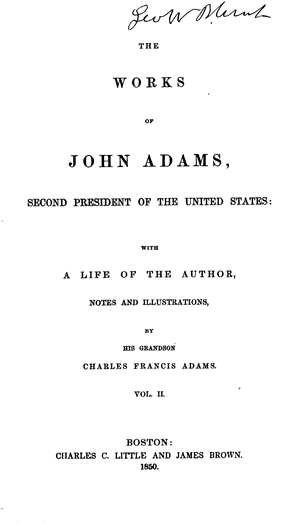 The Works of John Adams, vol. 2 (Diary, Notes of Debates, Autobiography)