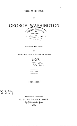 The Writings of George Washington, vol. III (1775-1776)