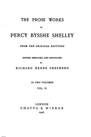 Prose Works of Percy Bysshe Shelley vol. 2 (1906)