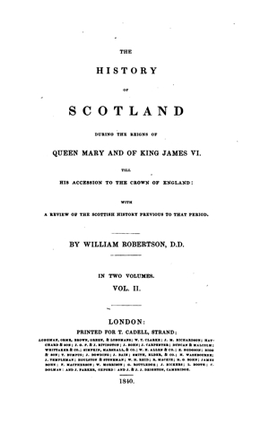 The Works Of William Robertson Vol 2 The History Of Scotland Vol 2 Online Library Of Liberty