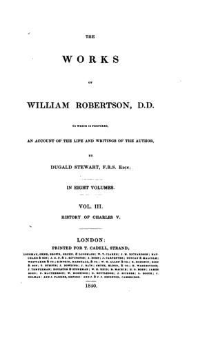The Works of William Robertson, vol. 3. A View of the Progress of Society  in Europe and The History of the Reign of the Emperor Charles V, book 1 |  Online Library of Liberty
