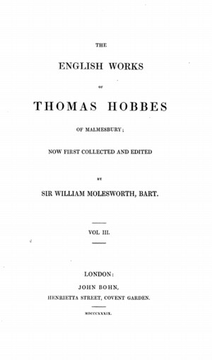 The English Works Vol Iii Leviathan Online Library Of Liberty