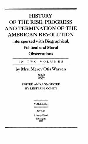 History of the Rise, Progress, and Termination of the American Revolution  vol. 1