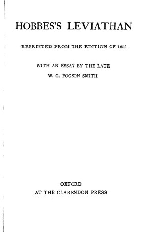 Leviathan 1909 Ed Online Library Of Liberty